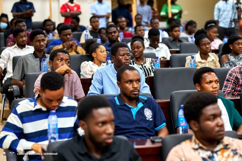 Students following the talks