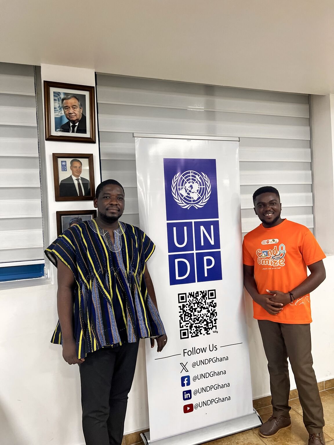 With youth delegate James Amankwaa Yeboah Korang at the UN offices in Accra
