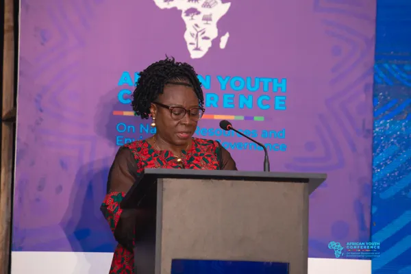A speaker at the podium on day two