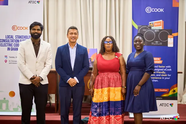 The ATEC team with representatives at the Accra hub